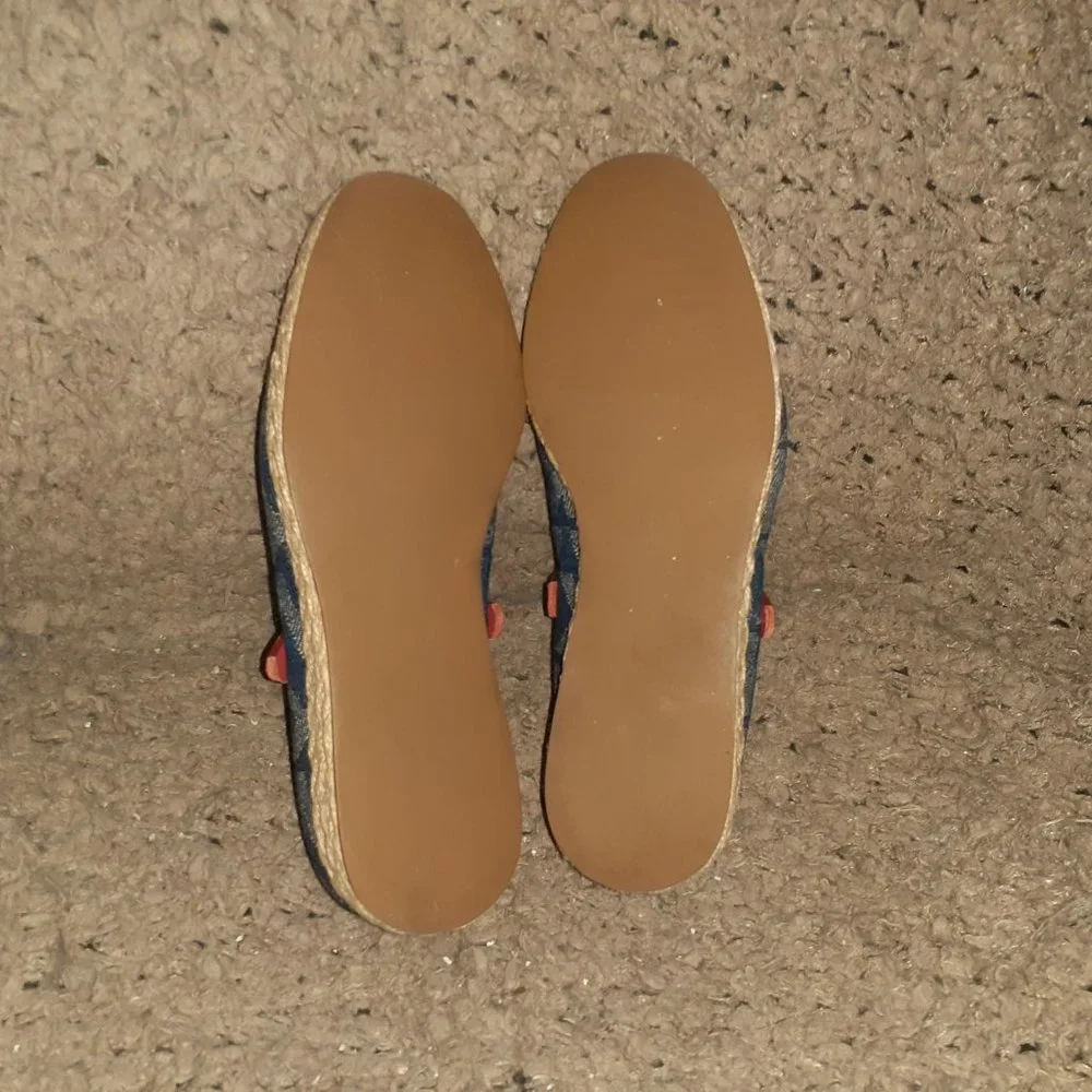 MICHAEL KORS-Signature Blue Denim w/Red Leather Accent-Mary Janes-Sz6-Excellent